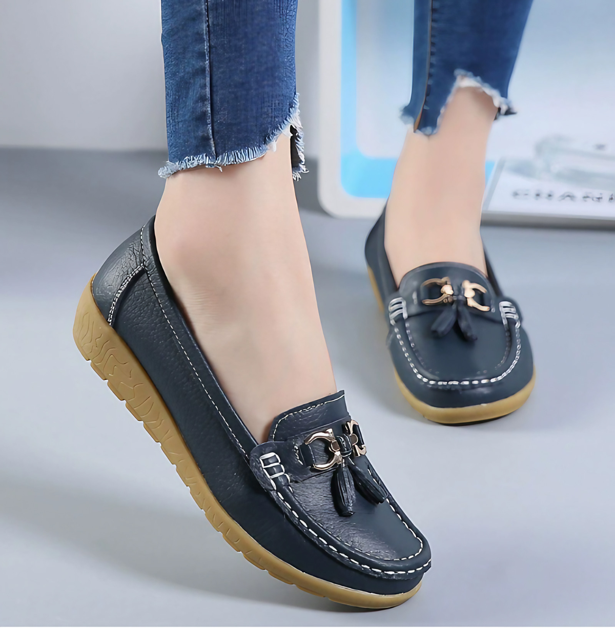 Mocassins orthopédiques femme, dix coloris, du 35 au 44, bleu foncé