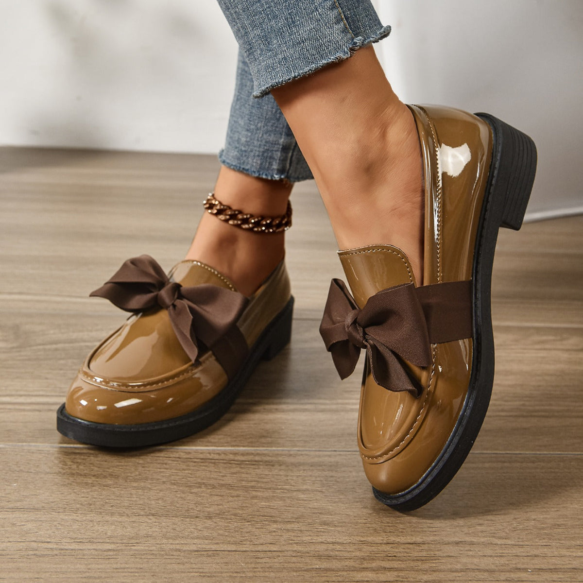 Mocassins femme à nœud, bout fermé, à enfiler, quatre coloris