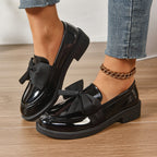 Mocassins femme à nœud, bout fermé, à enfiler, quatre coloris, noir