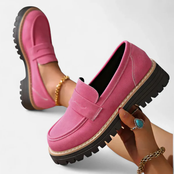 Mocassins femme à semelle épaisse antidérapante, talon épais