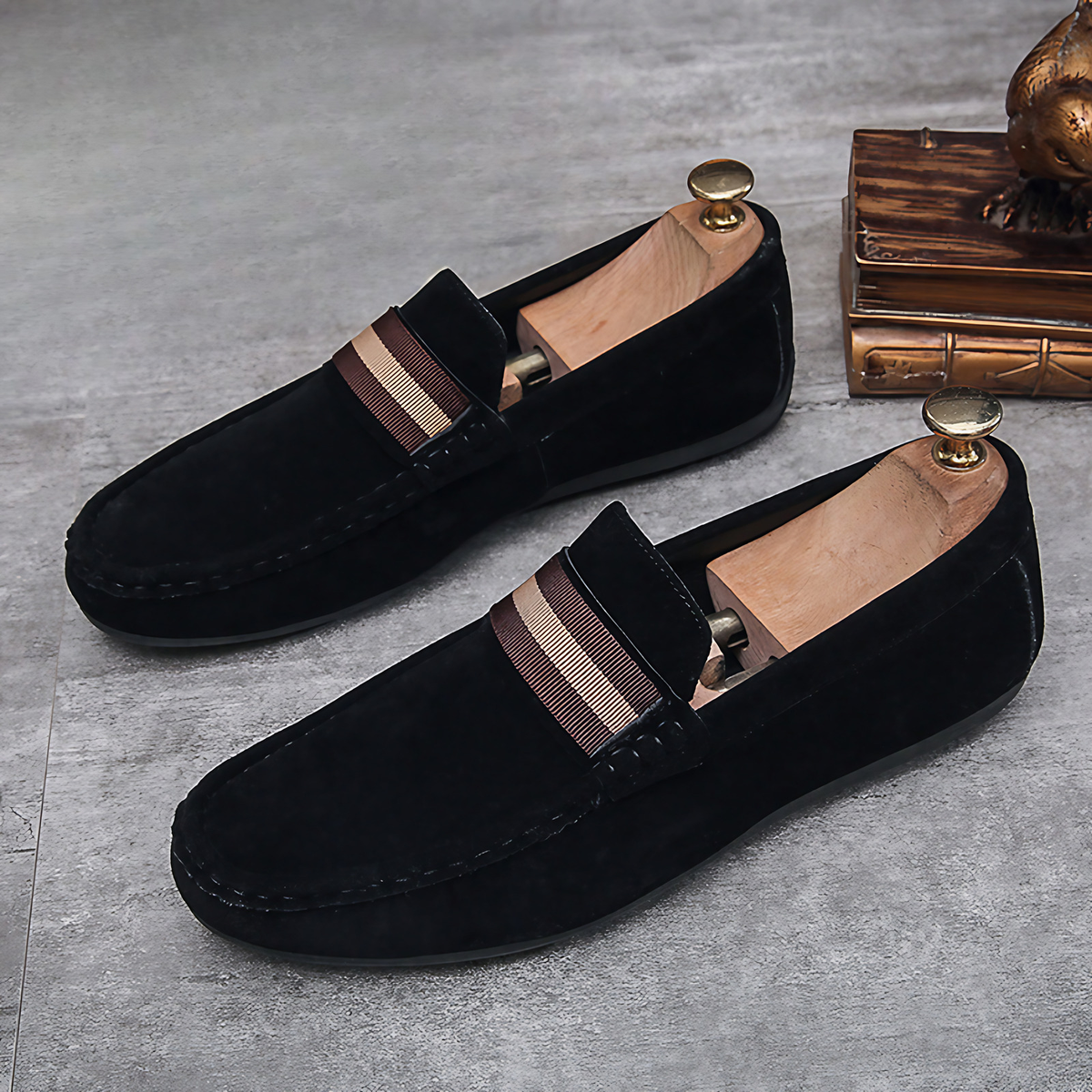 Mocassins homme à enfiler, semelle douce, cinq coloris, noir