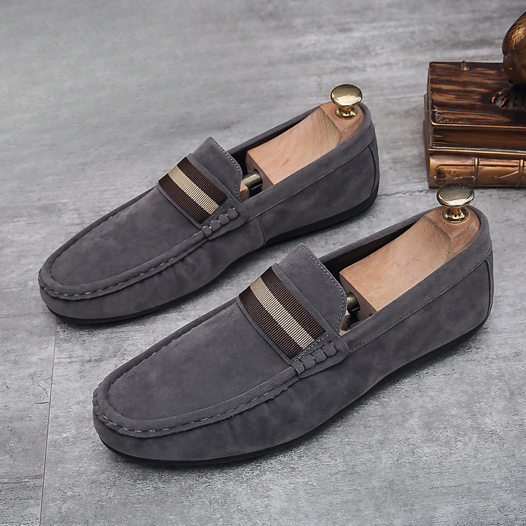 Mocassins homme à enfiler, semelle douce, cinq coloris, gris