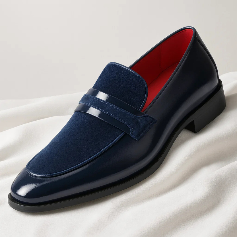 Mocassins homme habillés à bride, sans lacets, du 39 au 44, bleu marine