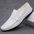 Mocassins habillés homme à enfiler, sans lacets, noir ou blanc, blanc
