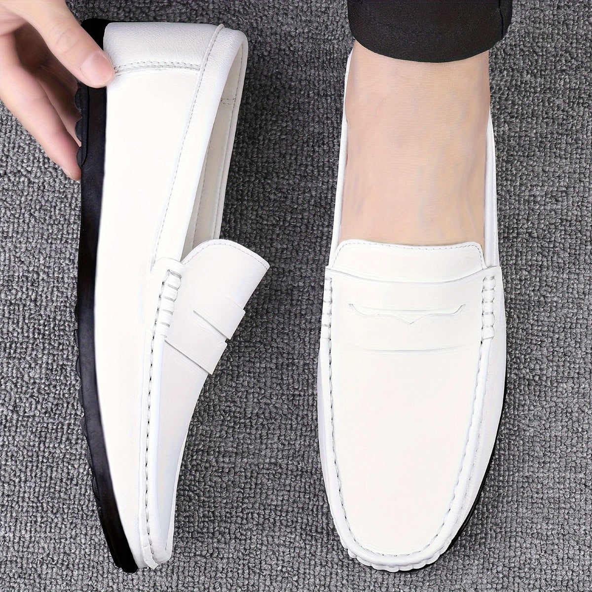 Mocassins habillés homme à enfiler, sans lacets, noir ou blanc