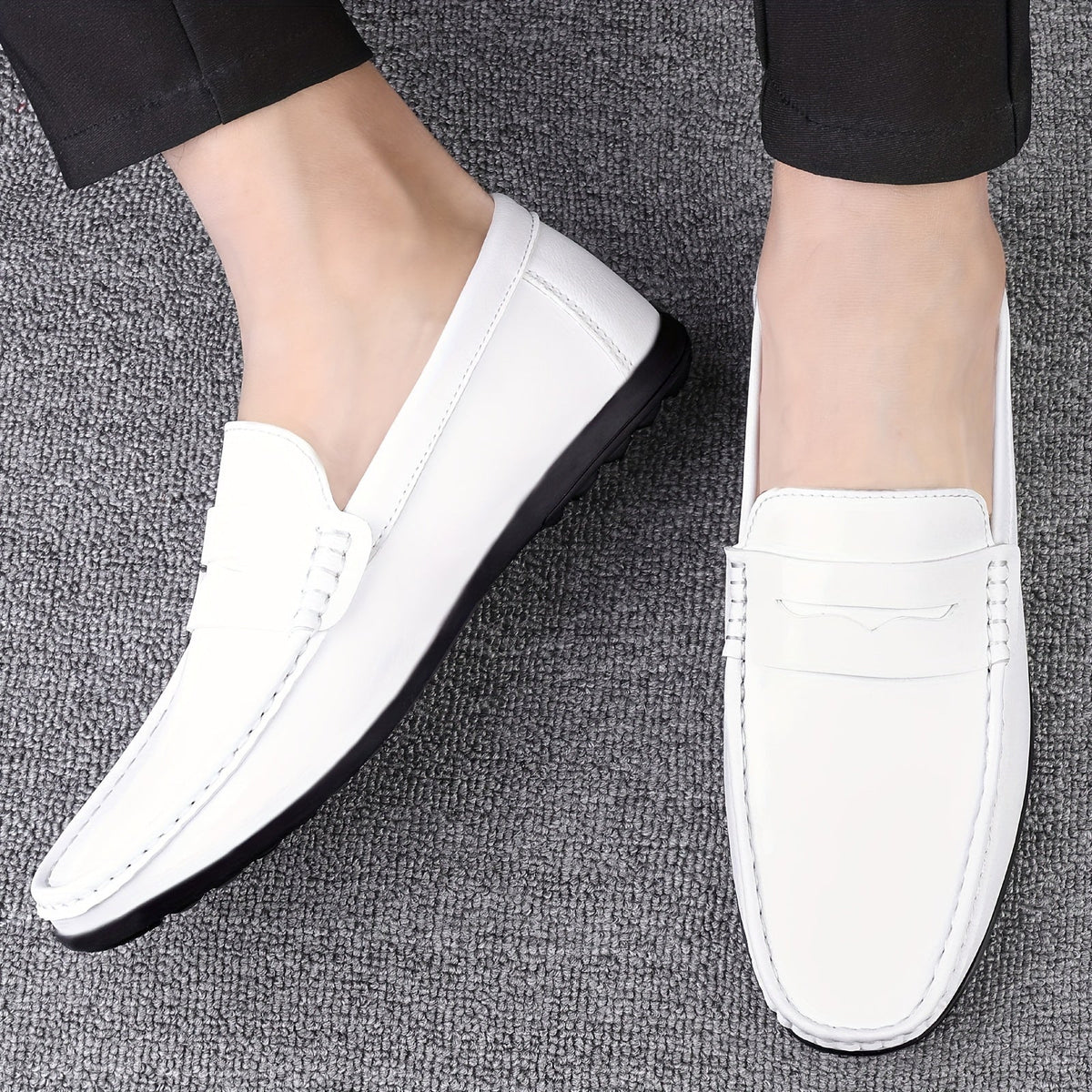 Mocassins habillés homme à enfiler, sans lacets, noir ou blanc
