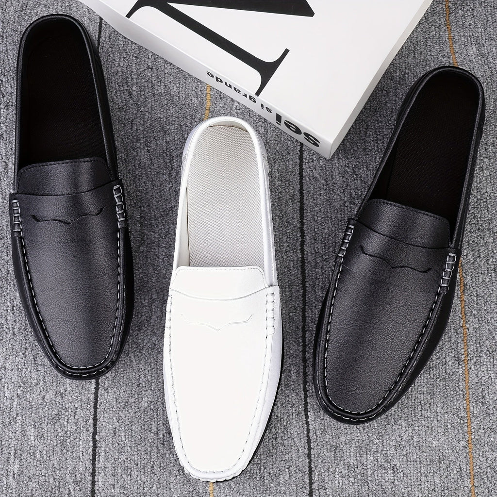 Mocassins habillés homme à enfiler, sans lacets, noir ou blanc