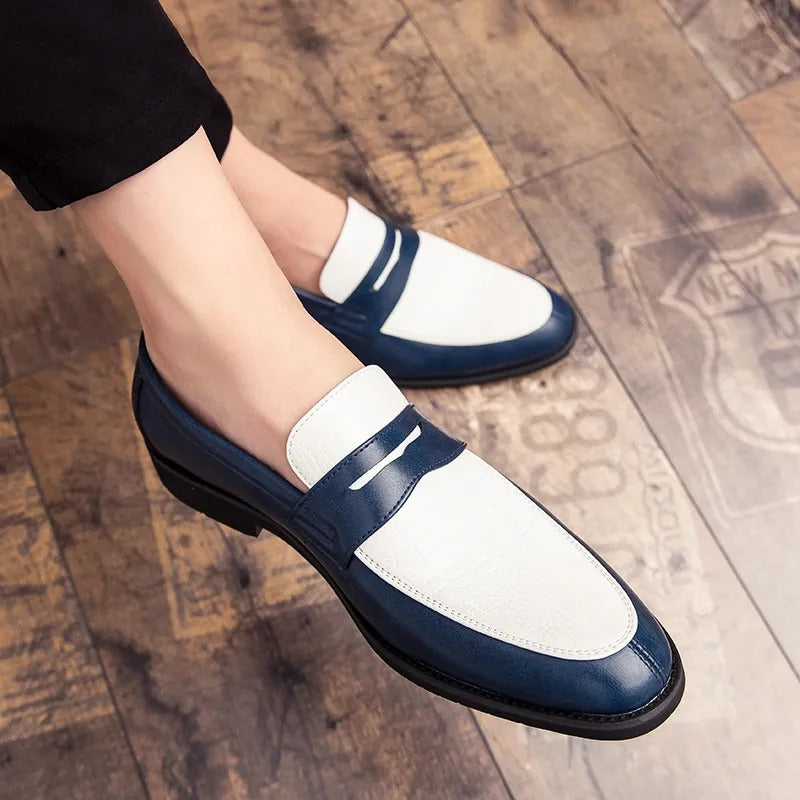 Mocassins homme classiques à enfiler, cinq coloris, du 38 au 48, bleu et blanc