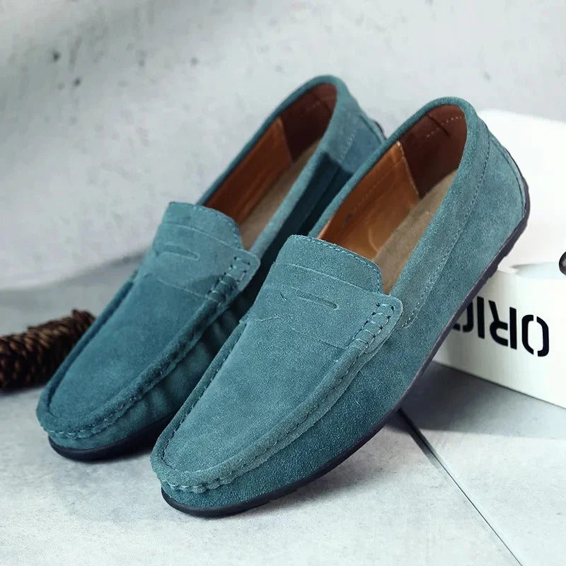 Mocassins homme colorés, semelle souple et légère, vert paon