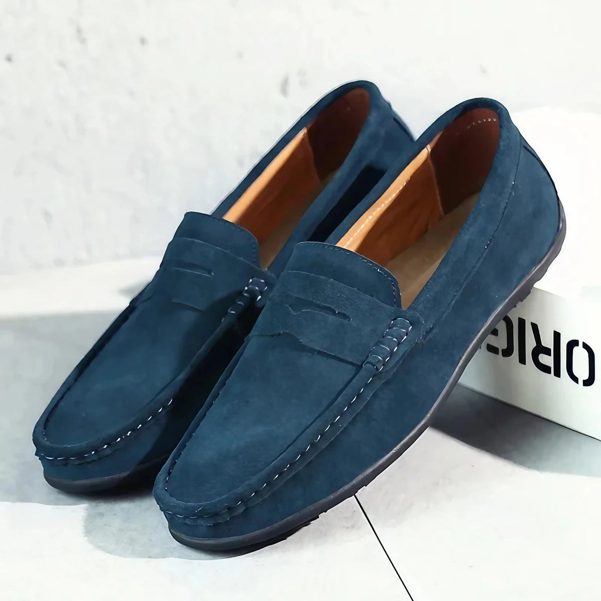 Mocassins homme colorés, semelle souple et légère, bleu marine