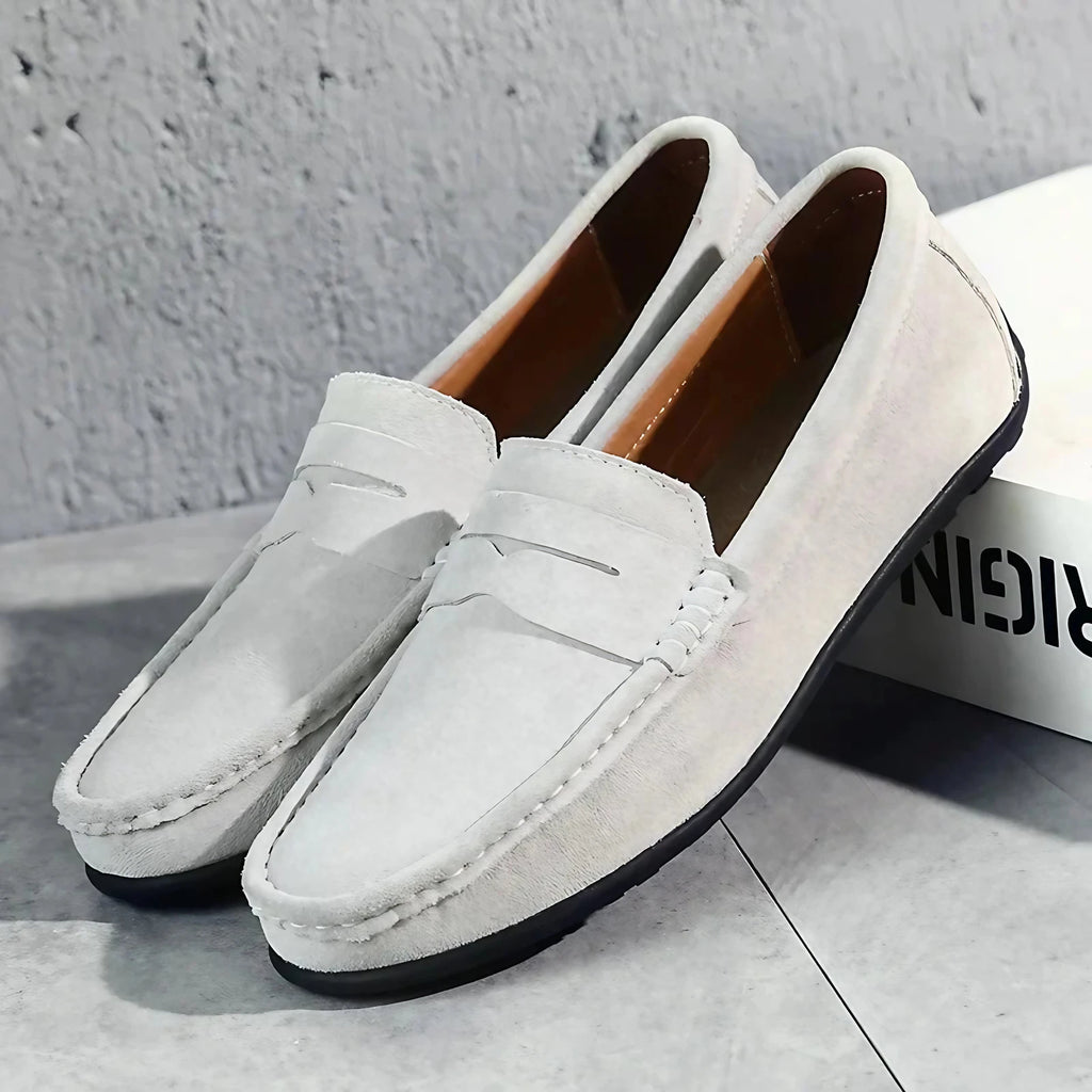Mocassins homme colorés, semelle souple et légère, blanc