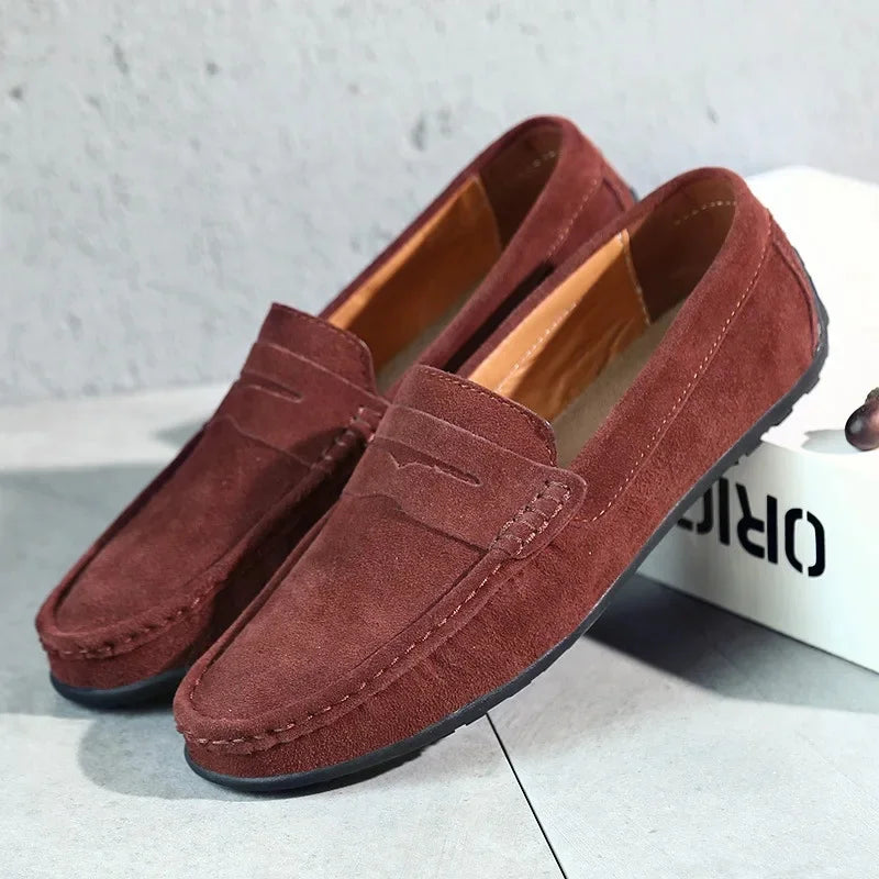 Mocassins homme colorés, semelle souple et légère, rouge