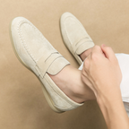 Mocassins homme classiques à perforations, noir, beige ou kaki