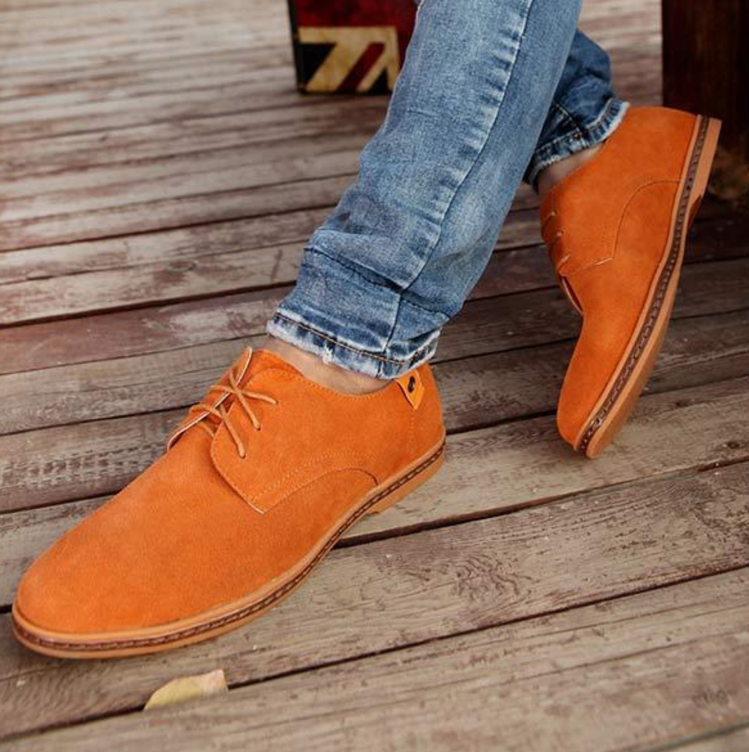 Mocassins homme à bout en amande, à enfiler, six coloris, orange