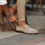 Mocassins homme semelle intérieure rembourrée, beige ou noir