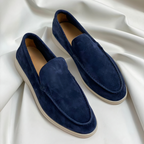 Mocassins homme à enfiler, semelle intérieure matelassée, bleu foncé