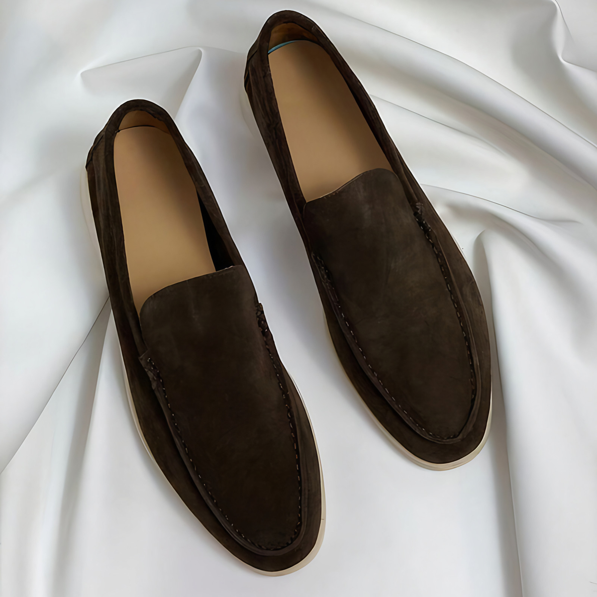 Mocassins homme à enfiler, semelle intérieure matelassée, brun