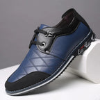 Mocassins homme en cuir, semelle caoutchouc, du 38 au 47, bleu