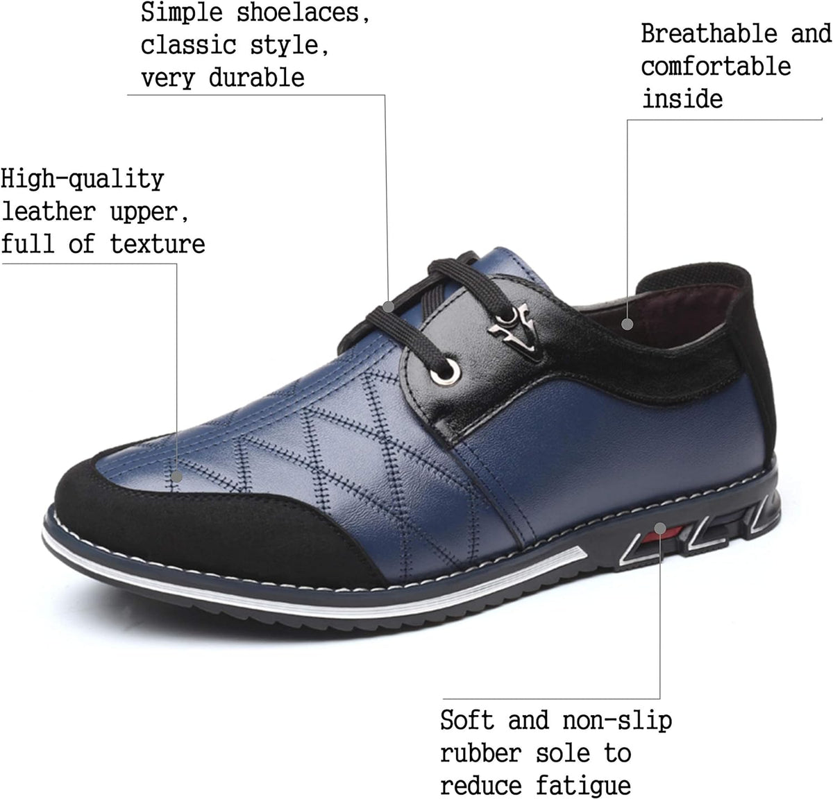 Mocassins homme en cuir, semelle caoutchouc, du 38 au 47