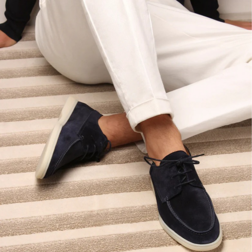 Mocassins homme à lacets, semelle à picots antidérapante