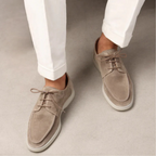 Mocassins homme à lacets, semelle à picots antidérapante, beige
