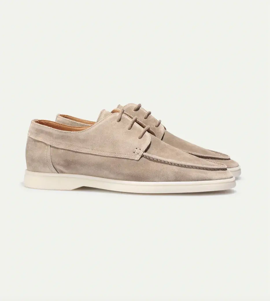 Chaussures homme à lacets style mocassin, noir ou beige