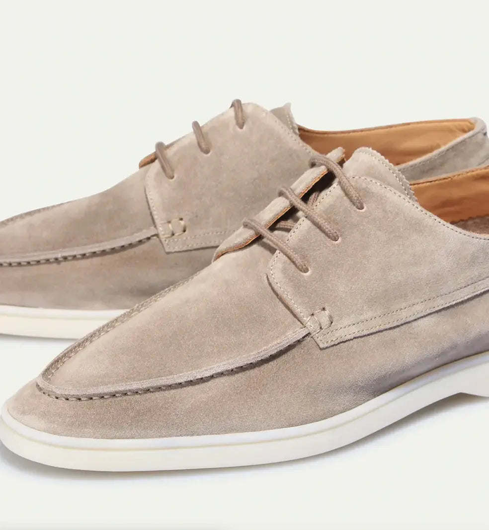 Chaussures homme à lacets style mocassin, noir ou beige