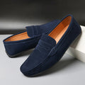 Mocassins homme à enfiler, semelle coussinée, du 38 au 50, bleu marine