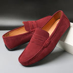 Mocassins homme à enfiler, semelle coussinée, du 38 au 50, bordeaux