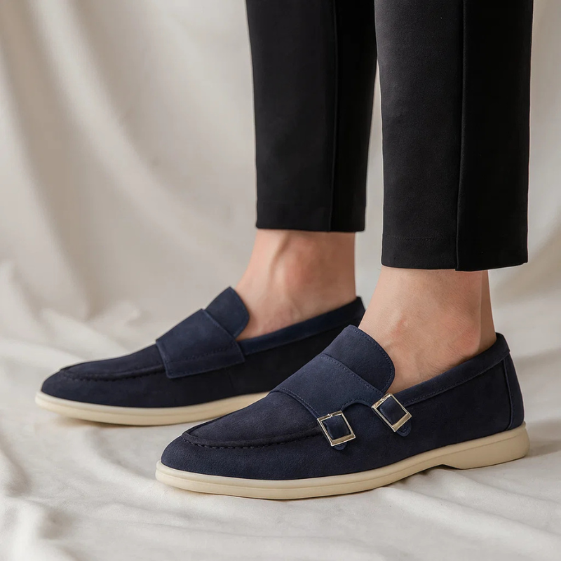 Mocassins homme à double boucle latérale, bout pointu