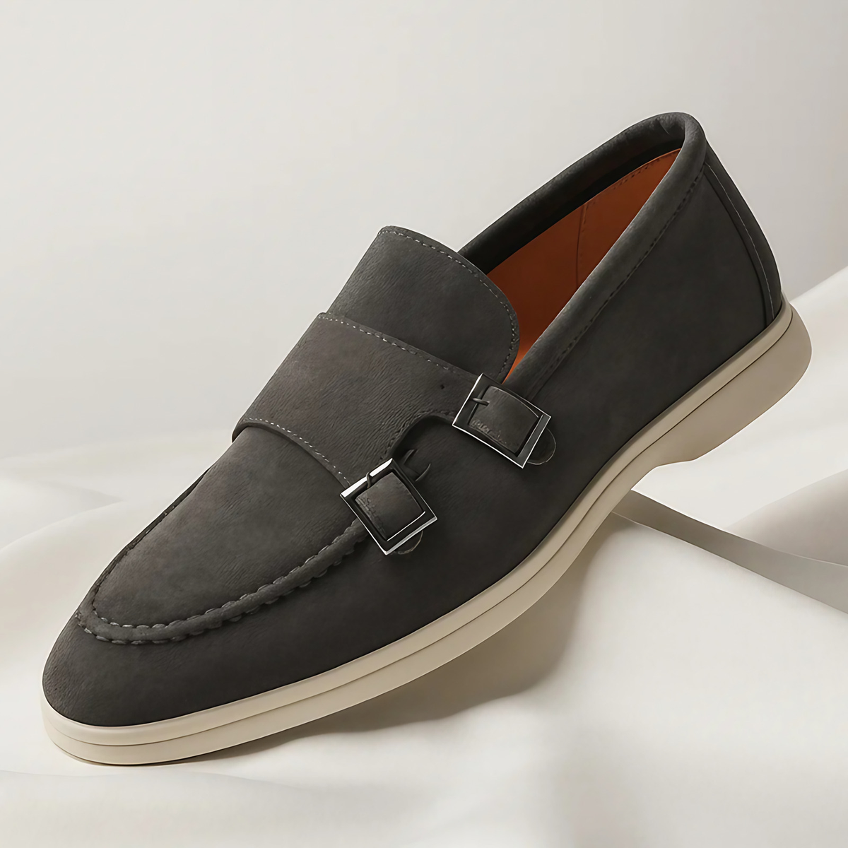 Mocassins homme à double boucle latérale, bout pointu, vert