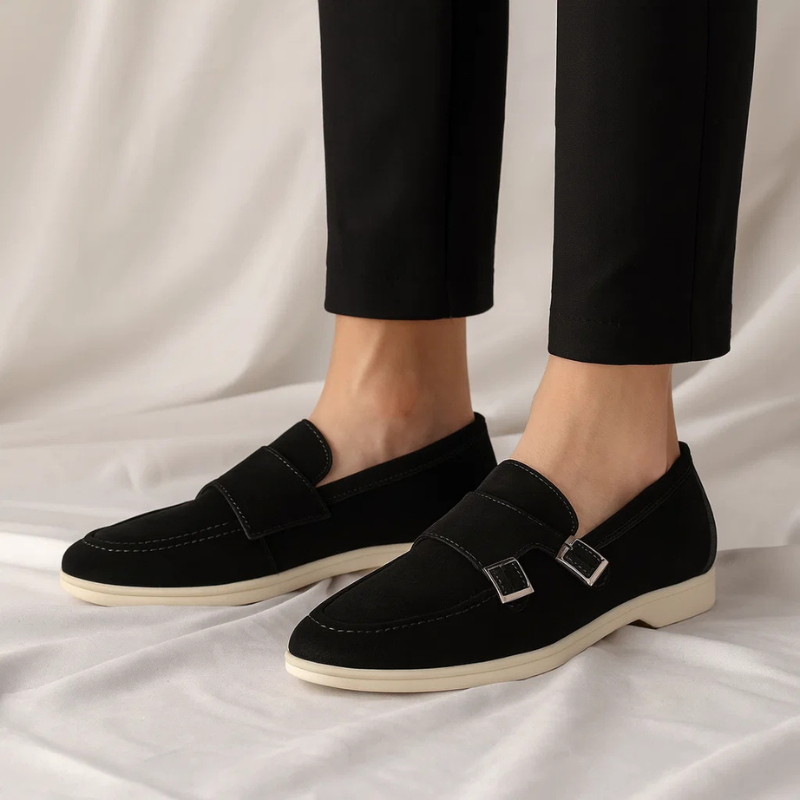 Mocassins homme à double boucle latérale, bout pointu
