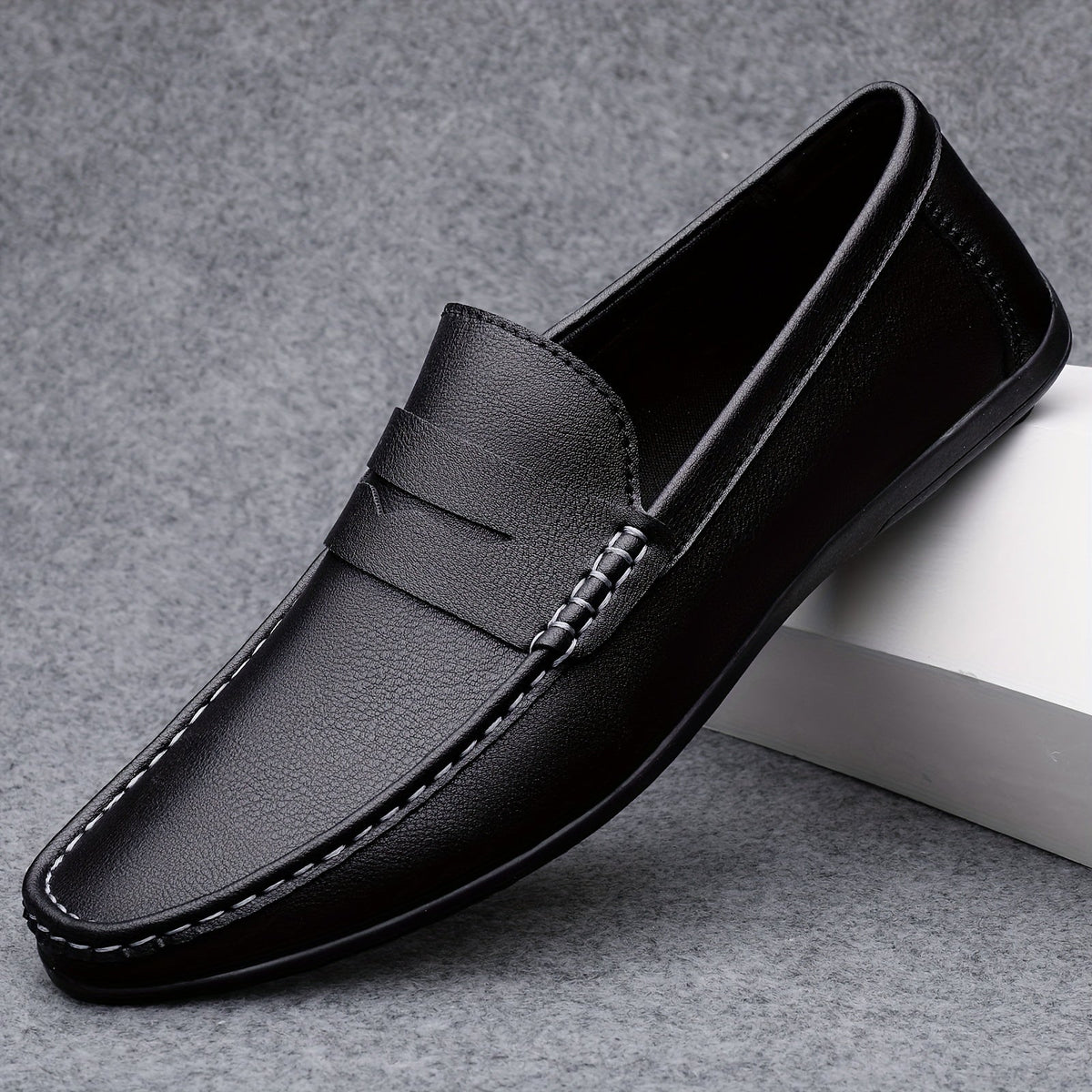 Mocassins homme à enfiler sans lacets, blanc ou noir, du 38 au 46, noir