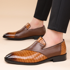 Mocassins homme habillés, finition lisse et gaufrée, sans lacets