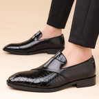 Mocassins homme habillés, finition lisse et gaufrée, sans lacets