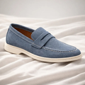 Mocassins homme sans lacets à bride, coupe basse, trois coloris, bleu