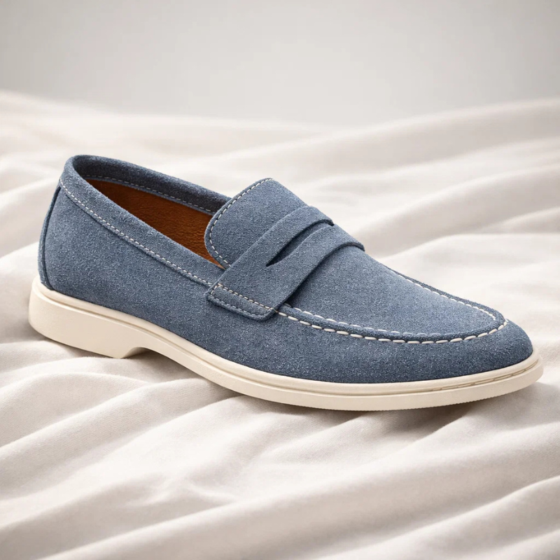 Mocassins homme sans lacets à bride, coupe basse, trois coloris, bleu