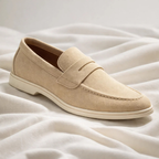 Mocassins homme sans lacets à bride, coupe basse, trois coloris, beige