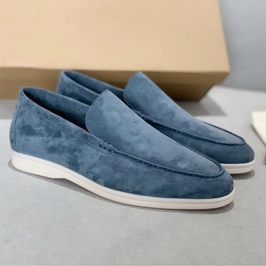 Mocassins homme à enfiler, coutures apparentes, neuf coloris, bleu brume