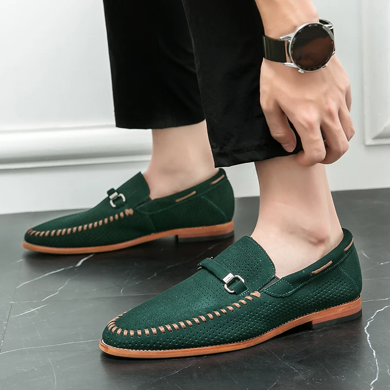 Mocassins homme à boucle métallique, coupe basse, trois coloris