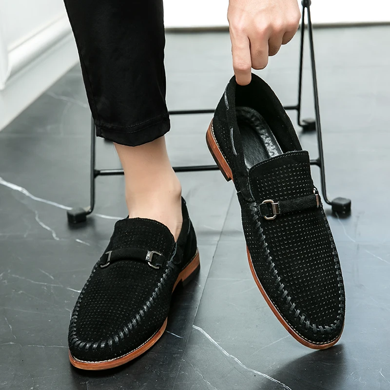 Mocassins homme à boucle métallique, coupe basse, trois coloris