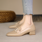 Mocassins babies femme à boucle, talon épais, du 35 au 43
