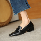 Mocassins babies femme à boucle, talon épais, du 35 au 43