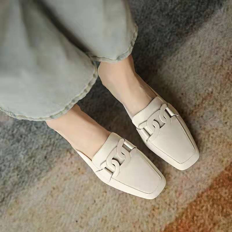 Mocassins babies femme à boucle, talon épais, du 35 au 43