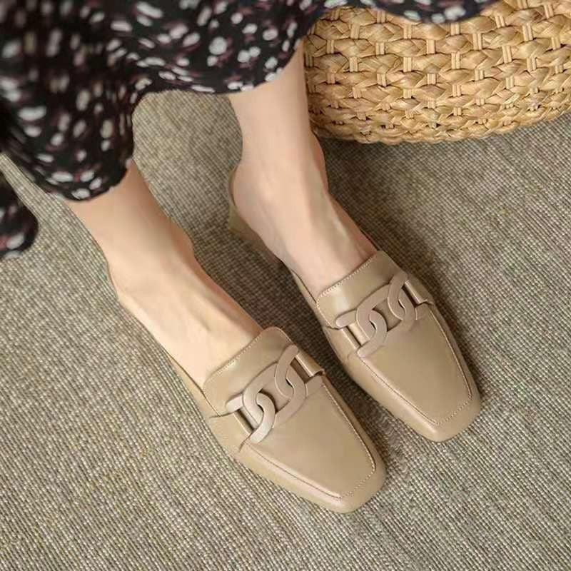 Mocassins babies femme à boucle, talon épais, du 35 au 43