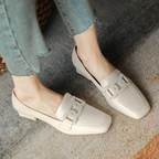 Mocassins babies femme à boucle, talon épais, du 35 au 43