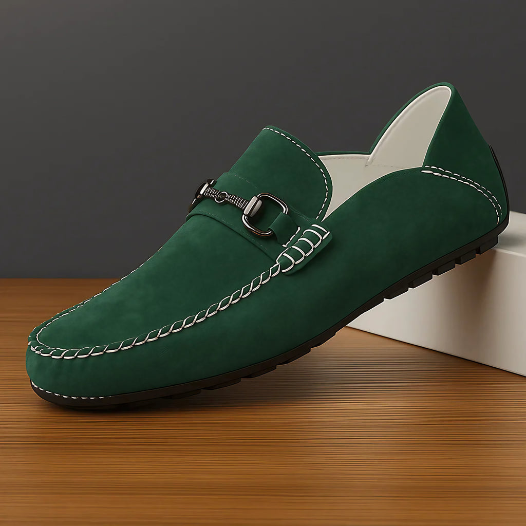 Mocassins homme à enfiler, ornement métallique, du 38 au 42, vert