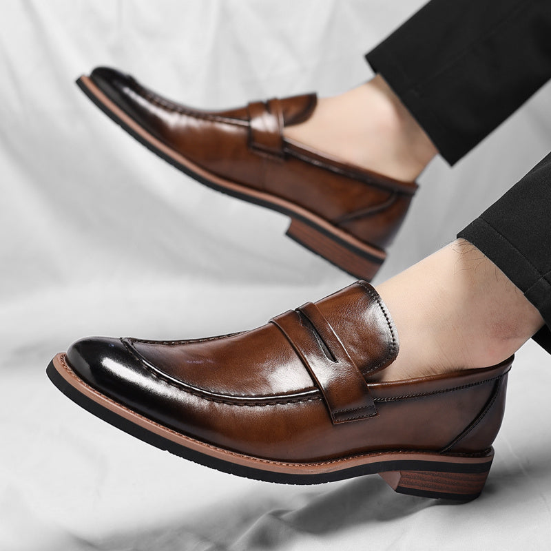 Mocassins homme classiques à bride décorative, marron ou noir