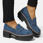Mocassins orthopédiques femme à enfiler, semelle antidérapante, bleu