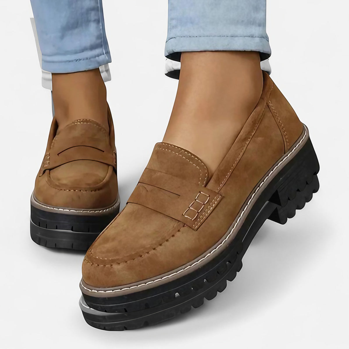 Mocassins orthopédiques femme à enfiler, semelle antidérapante, marron